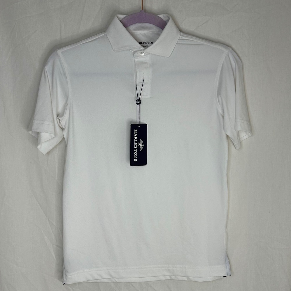 Harletons Boys White Tailored Fit Polo Shirt Size S (7-8) Short‎ Sleeve